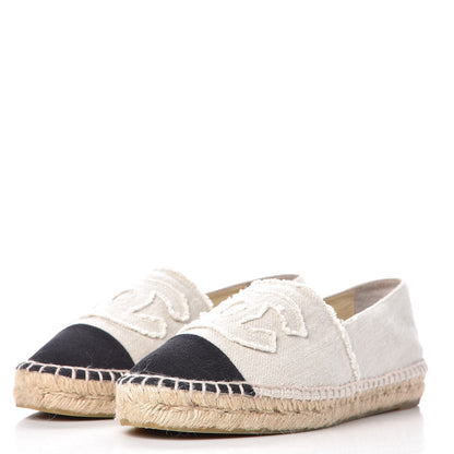 Louis Vuitton CHANEL Linen CC Espadrilles 40 Beige Black 3 of 12