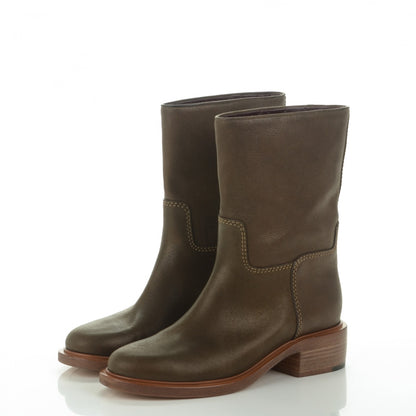 Chanel Grained Calfskin CC Short Boots 40 Brown 3 of 8
