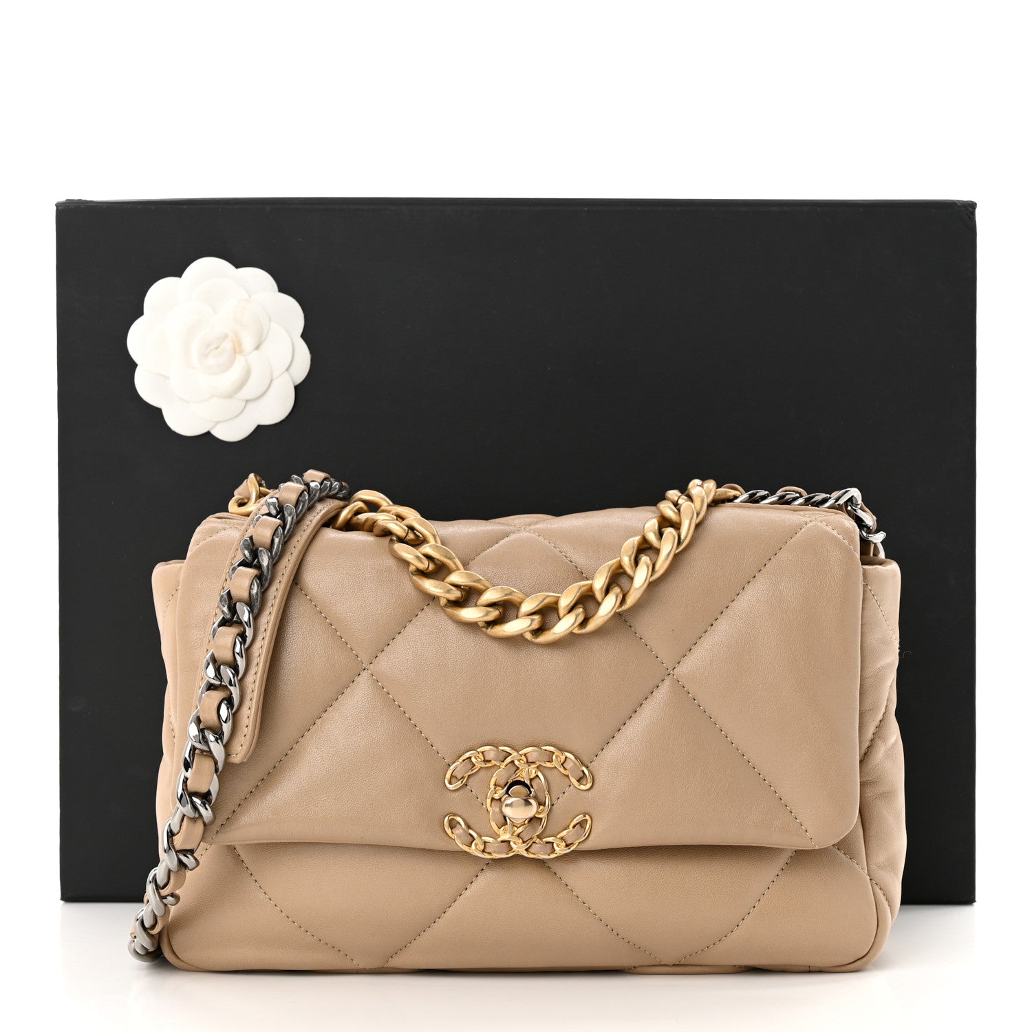 Chanel Lambskin Quilted Medium Chanel 19 Flap Dark Beige 11 of 11