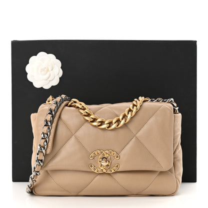Chanel Lambskin Quilted Medium Chanel 19 Flap Dark Beige 11 of 11