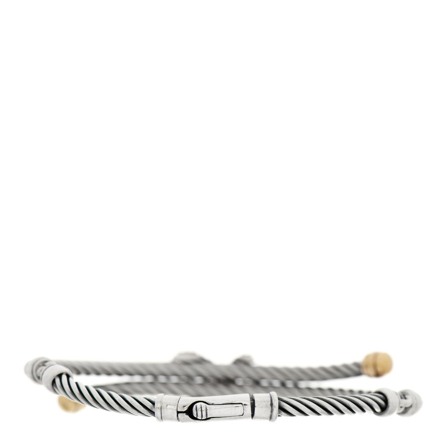 David Yurman Sterling Silver 18K Yellow Gold Diamond Crossover X Station Bypass Bracelet 2 of 4