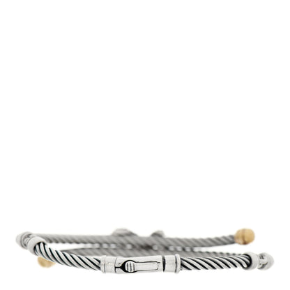 David Yurman Sterling Silver 18K Yellow Gold Diamond Crossover X Station Bypass Bracelet 2 of 4