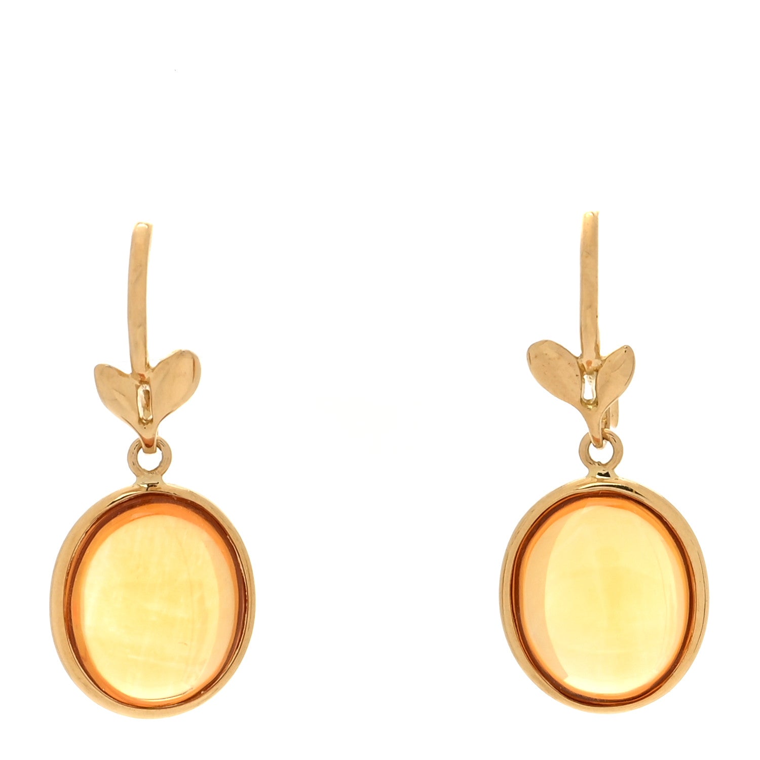 Tiffany 18K Yellow Gold Citrine Paloma Picasso Olive Leaf Drop Earrings 1 of 4