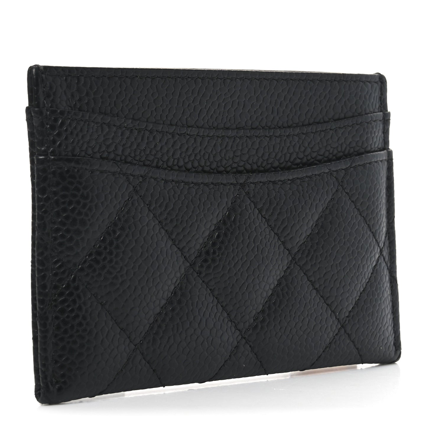 Caviar Quilted Card Holder Black