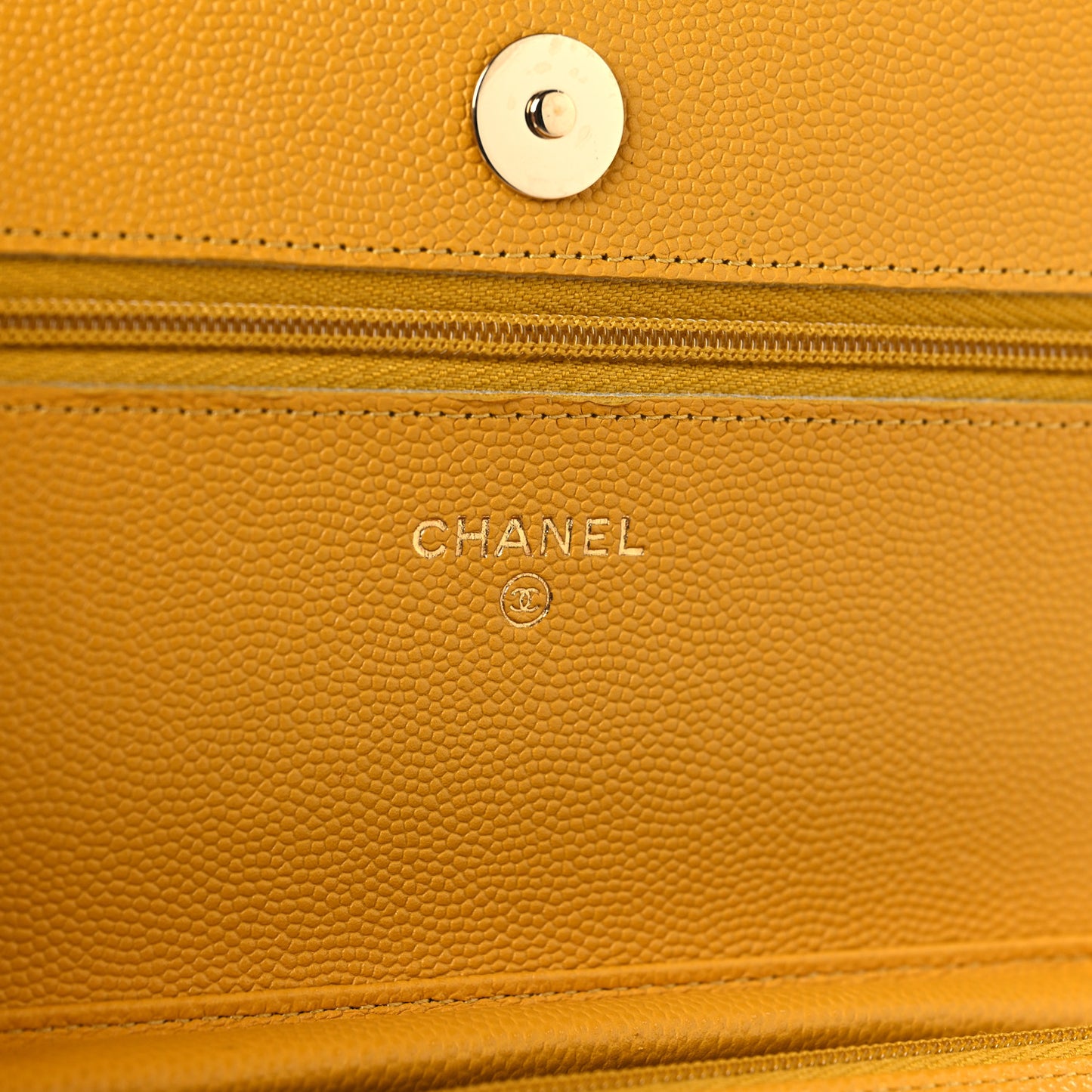 Caviar Quilted Wallet on Chain WOC Yellow