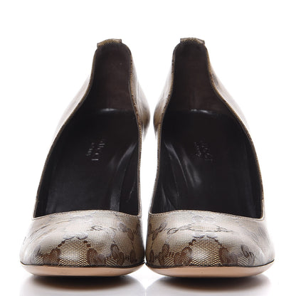 Gucci Crystal Monogram Wedges Pumps 9.5 Beige Ebony 2 of 12
