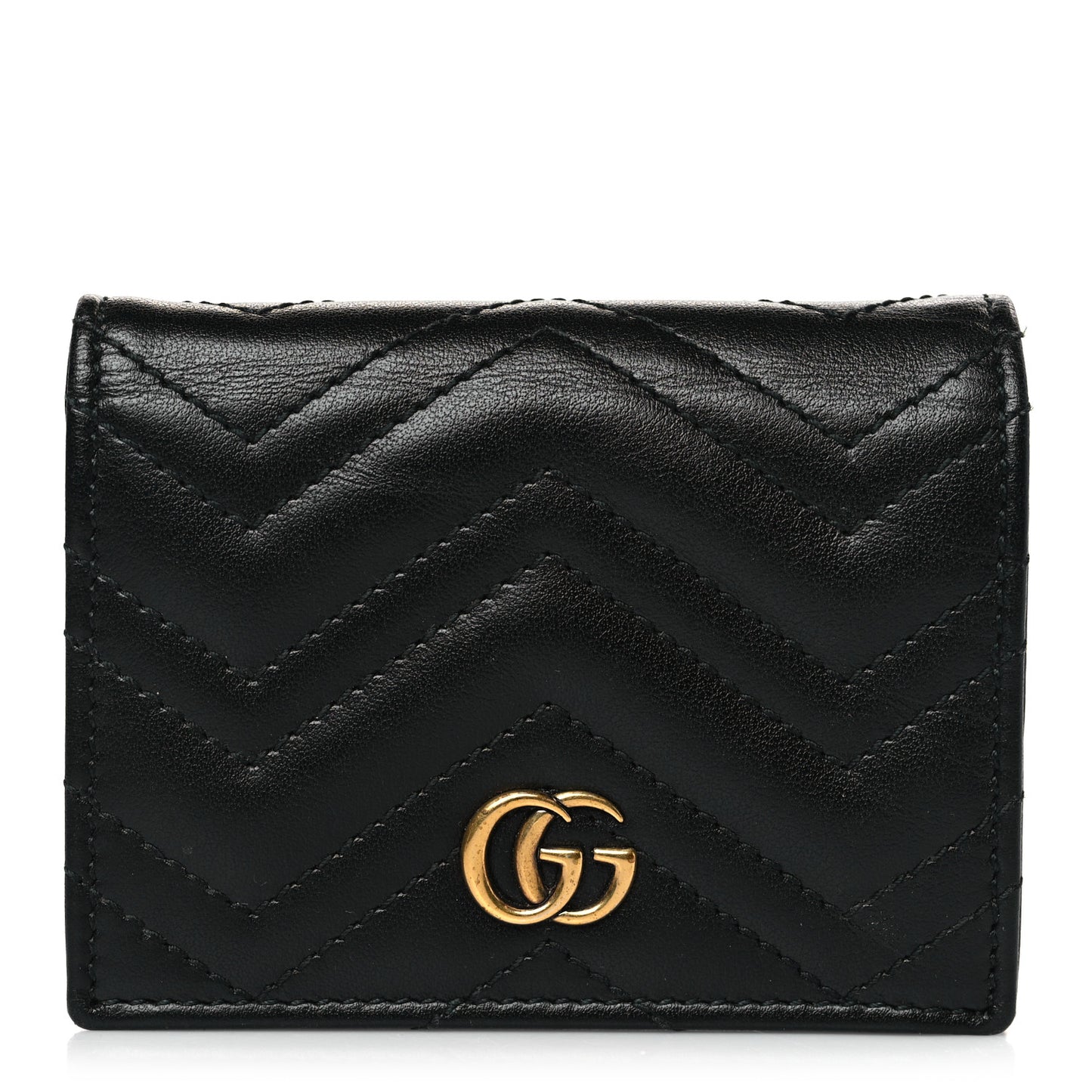 Calfskin Matelasse GG Marmont Card Case Wallet Black