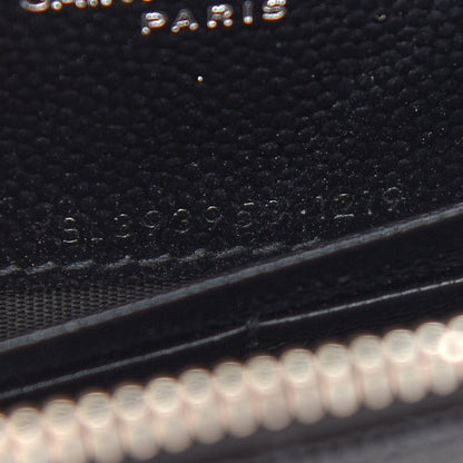 Saint Laurent Grain De Poudre Matelasse Chevron Monogram Envelope Chain Wallet Black 7 of 9