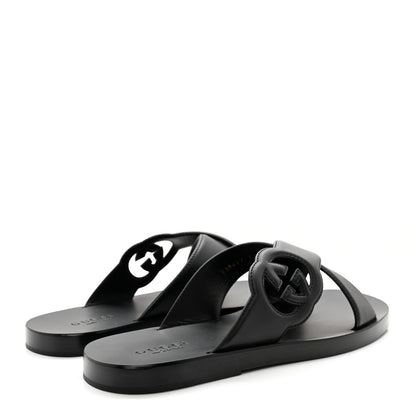 Gucci Cosmos Softy Calfskin Interlocking G Sandals 10 Black 4 of 11