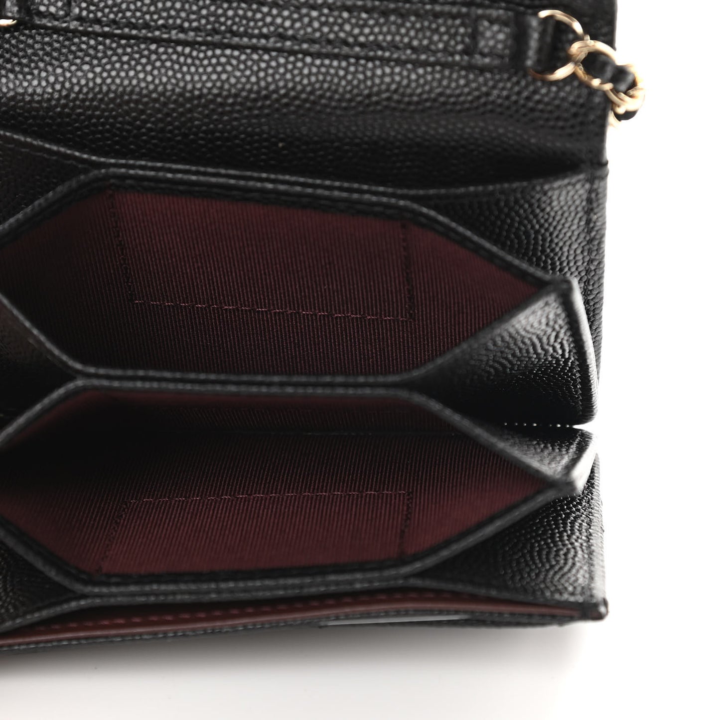 Caviar Quilted Flap Card Holder On Chain Black