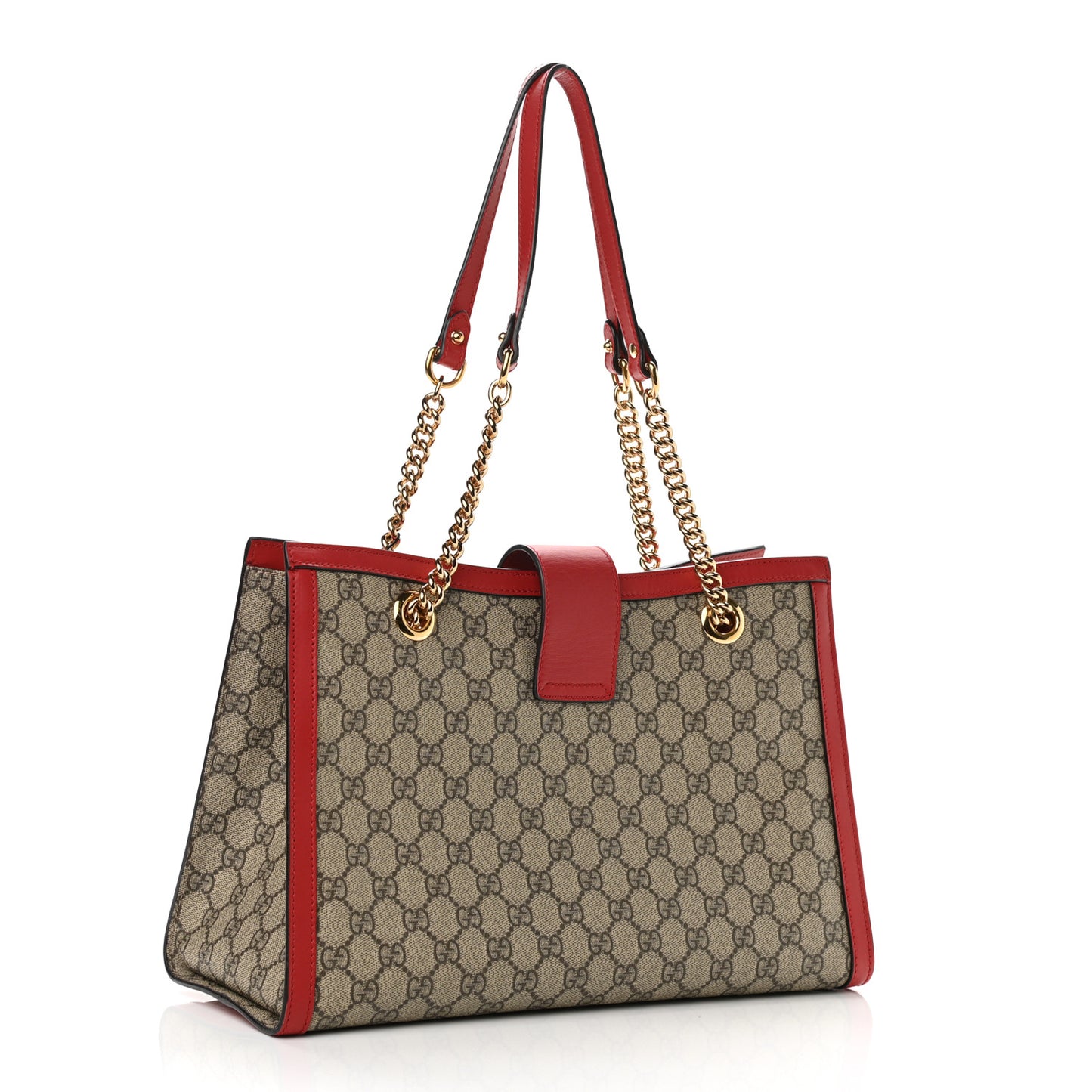 GG Supreme Monogram Medium Padlock Tote Red