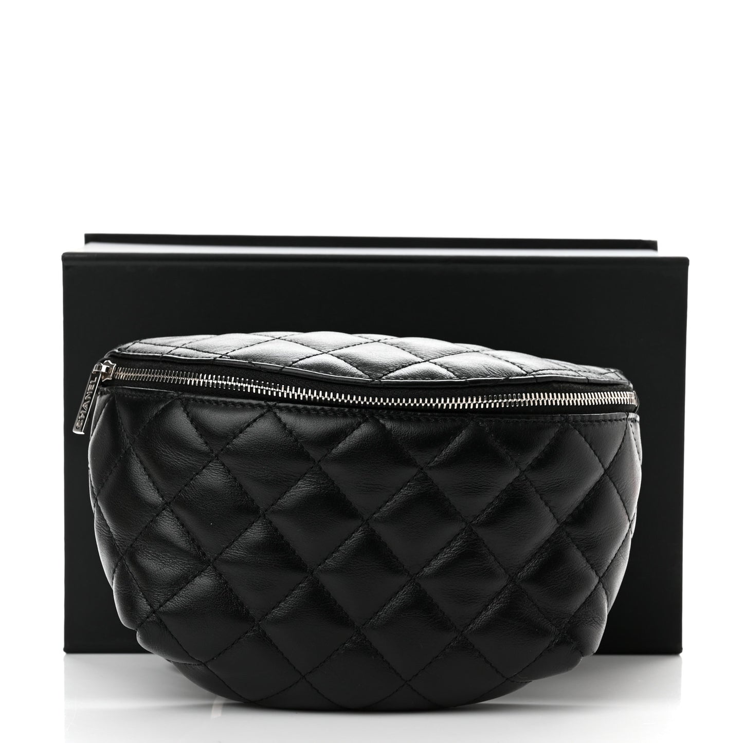 Calfskin Quilted Waist Belt Bag Black