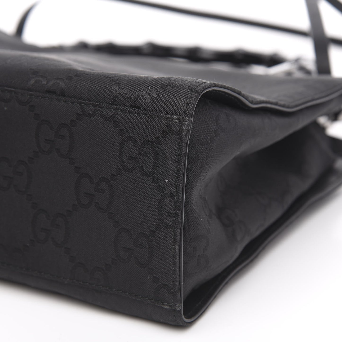 Nylon Monogram Bamboo Handle Bag Black