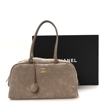 Chanel Suede Calfskin Large Perfect Bowling Bag Dark Beige 11 of 11