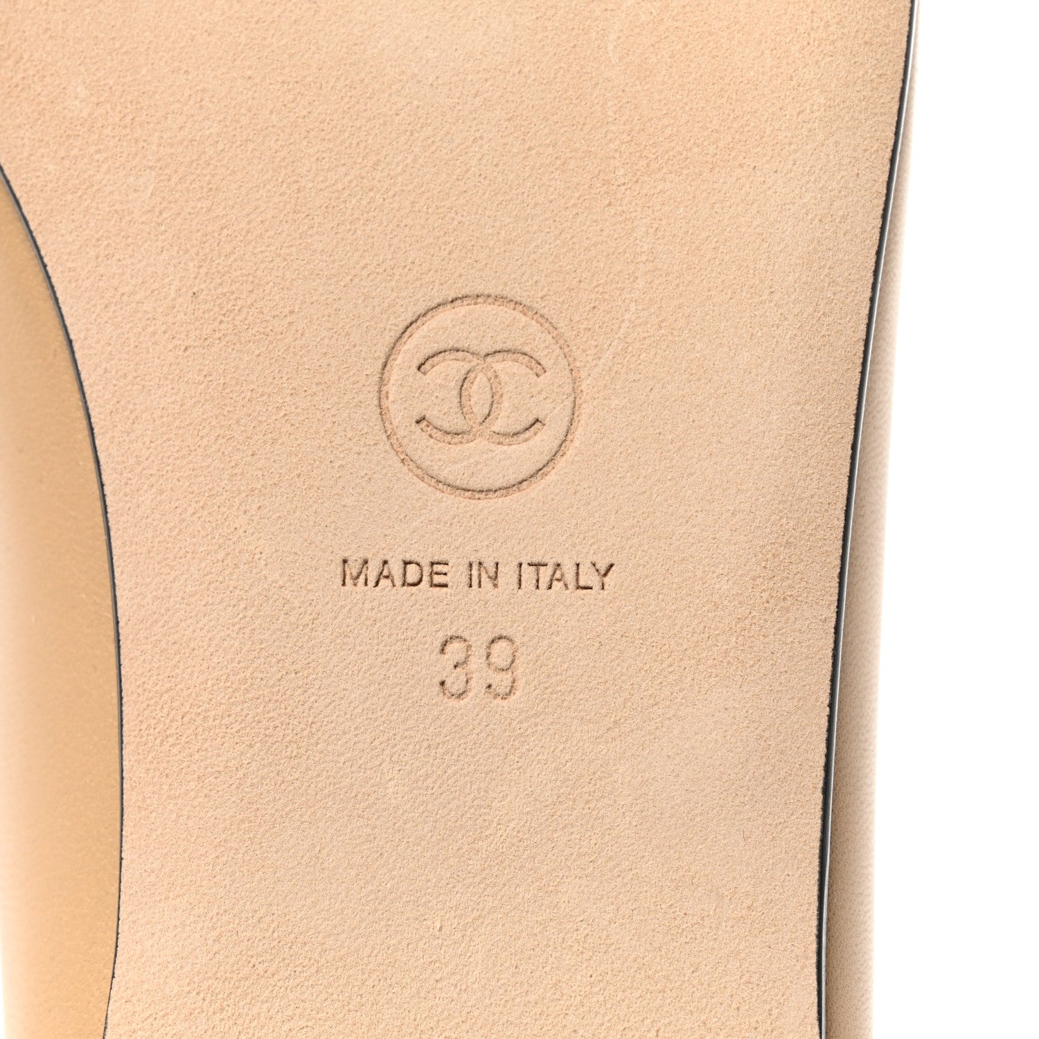 Chanel Lambskin Cap Toe CC Ballerina Flats 39 Beige Black 8 of 9