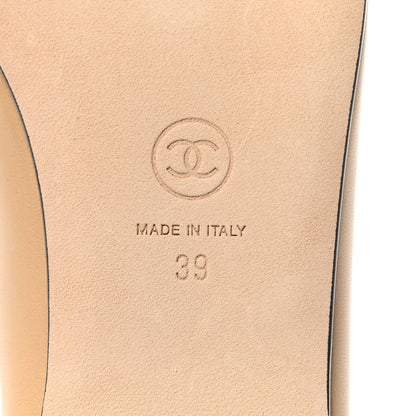Chanel Lambskin Cap Toe CC Ballerina Flats 39 Beige Black 8 of 9