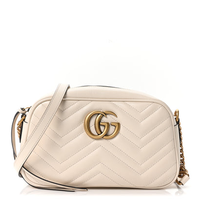 Gucci Calfskin Matelasse Small GG Marmont Chain Shoulder Bag White 1 of 10
