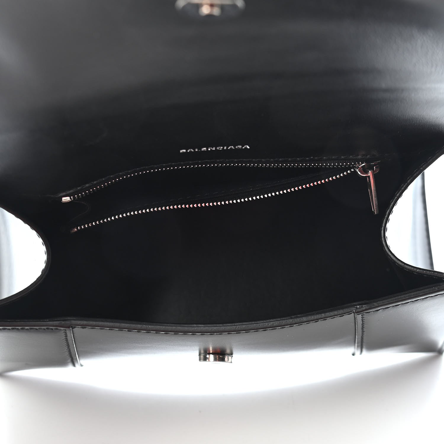 Balenciaga Shiny Box Calfskin Graffiti Logo Small Hourglass Top Handle Bag Black Silver 5 of 9