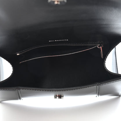 Balenciaga Shiny Box Calfskin Graffiti Logo Small Hourglass Top Handle Bag Black Silver 5 of 9