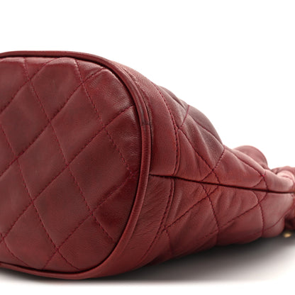 Chanel Lambskin Quilted Tassel Drawstring Pouch Red 10 of 13