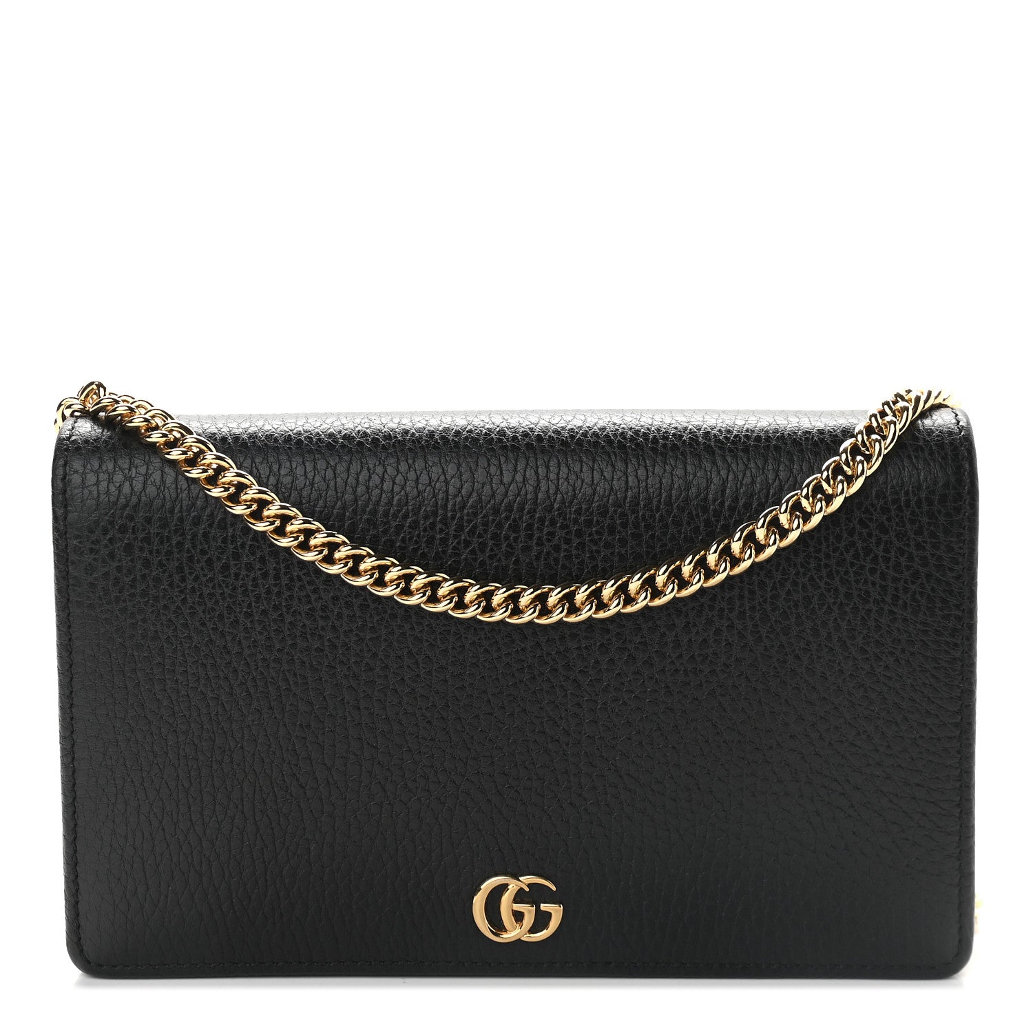Gucci Calfskin Mini GG Marmont Chain Wallet Black 1 of 8