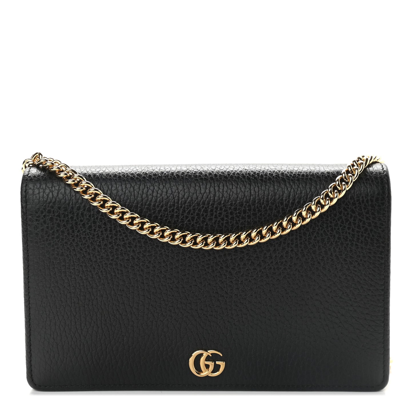 Calfskin Mini GG Marmont Chain Wallet Black