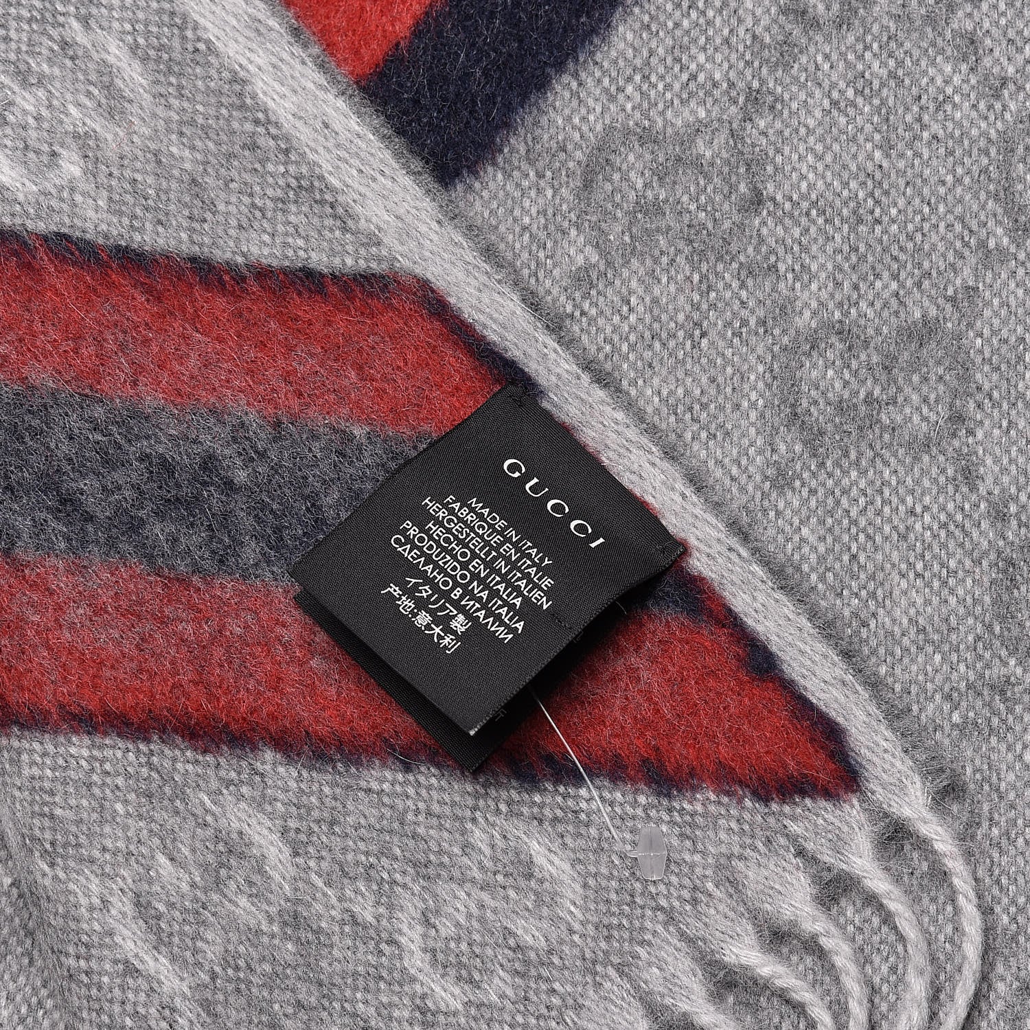 Gucci Wool Angora Monogram Web New Nikky Scarf Zinc Blue 4 of 5