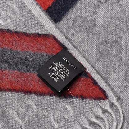 Gucci Wool Angora Monogram Web New Nikky Scarf Zinc Blue 4 of 5