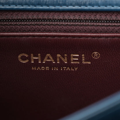 Chanel Iridescent Calfskin Quilted Small Straight Lined Flap Blue 6 of 11