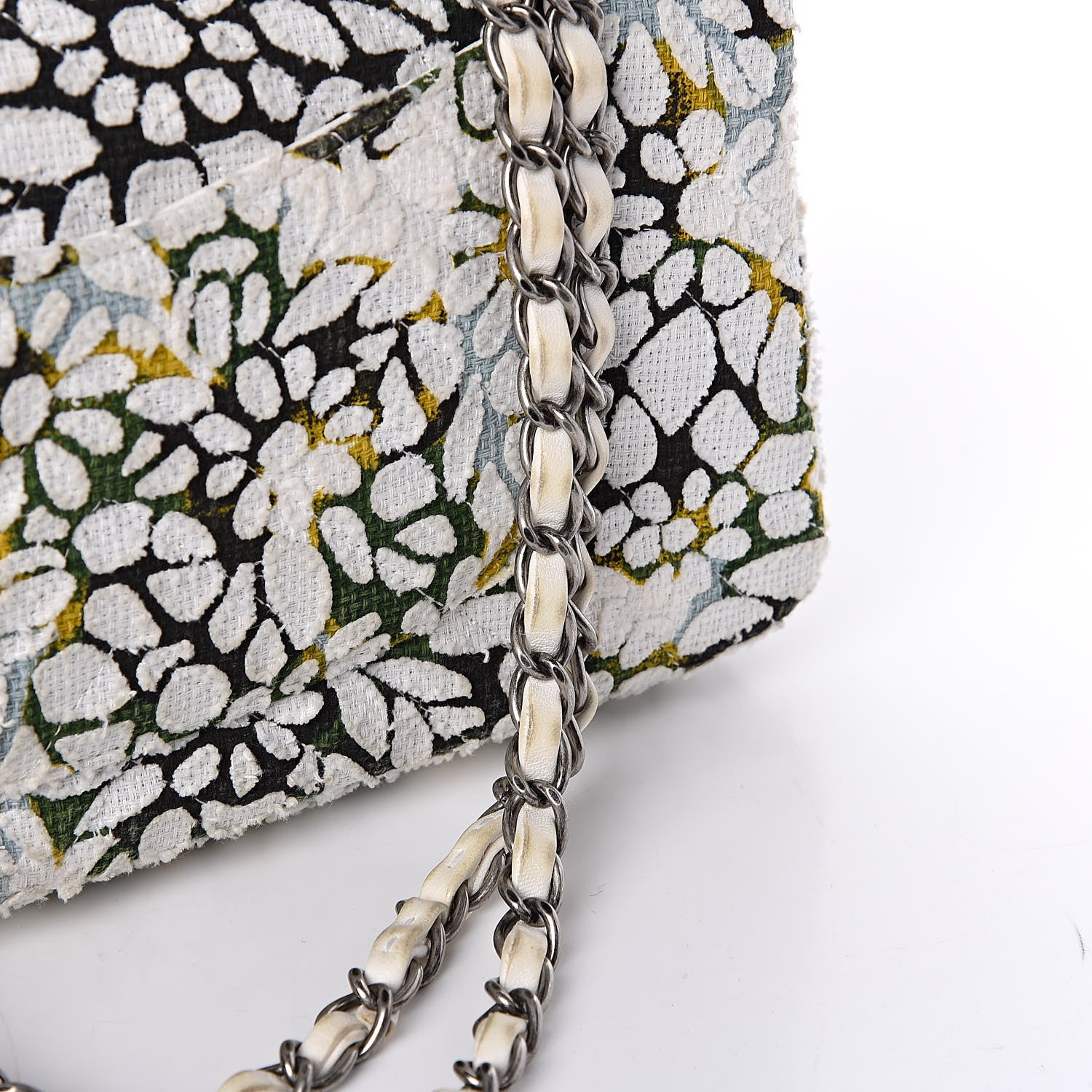 Chanel Tweed Quilted Medium Floral Double Flap White 10 of 12