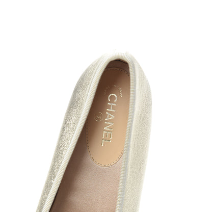 Chanel Metallic Goatskin Cap Toe CC Ballerina Flats 38 Gold 5 of 7