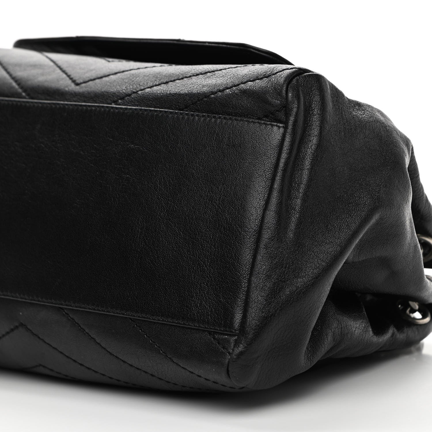 Saint Laurent Vintage Lambskin Chevron Monogram Medium Nolita Black 10 of 12