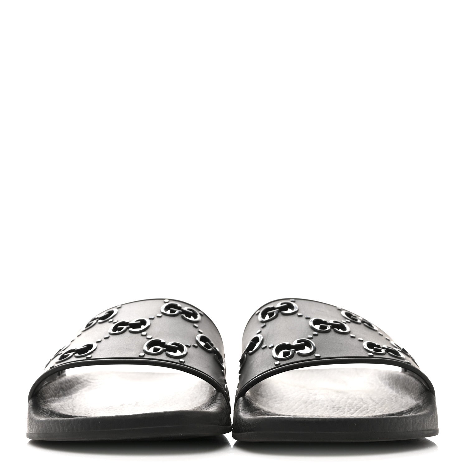 Gucci Rubber GG Monogram Perforated Womens Slide Sandals 40 Black 3 of 10