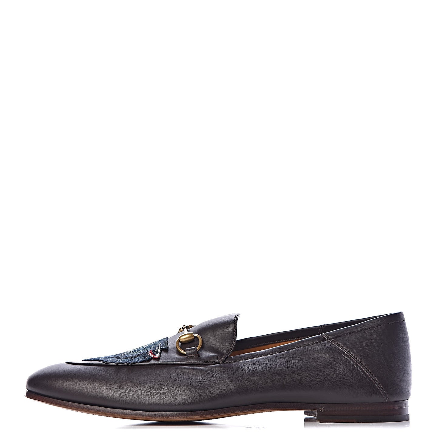 Lambskin Wolf Embroidered Mens Brixton Horsebit Loafers 13.5 Cocoa