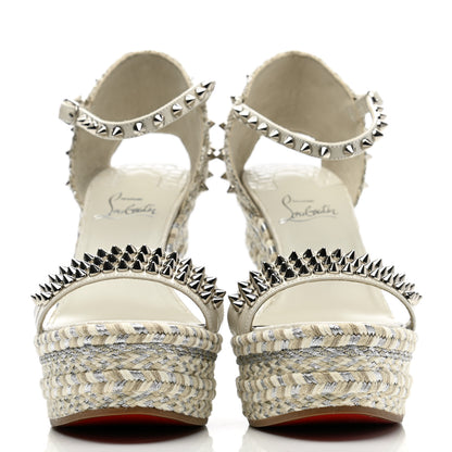 Christian Louboutin Calfskin Crocodile Embossed Madmonica 120 Wedge Sandals 38 Chalk 2 of 8