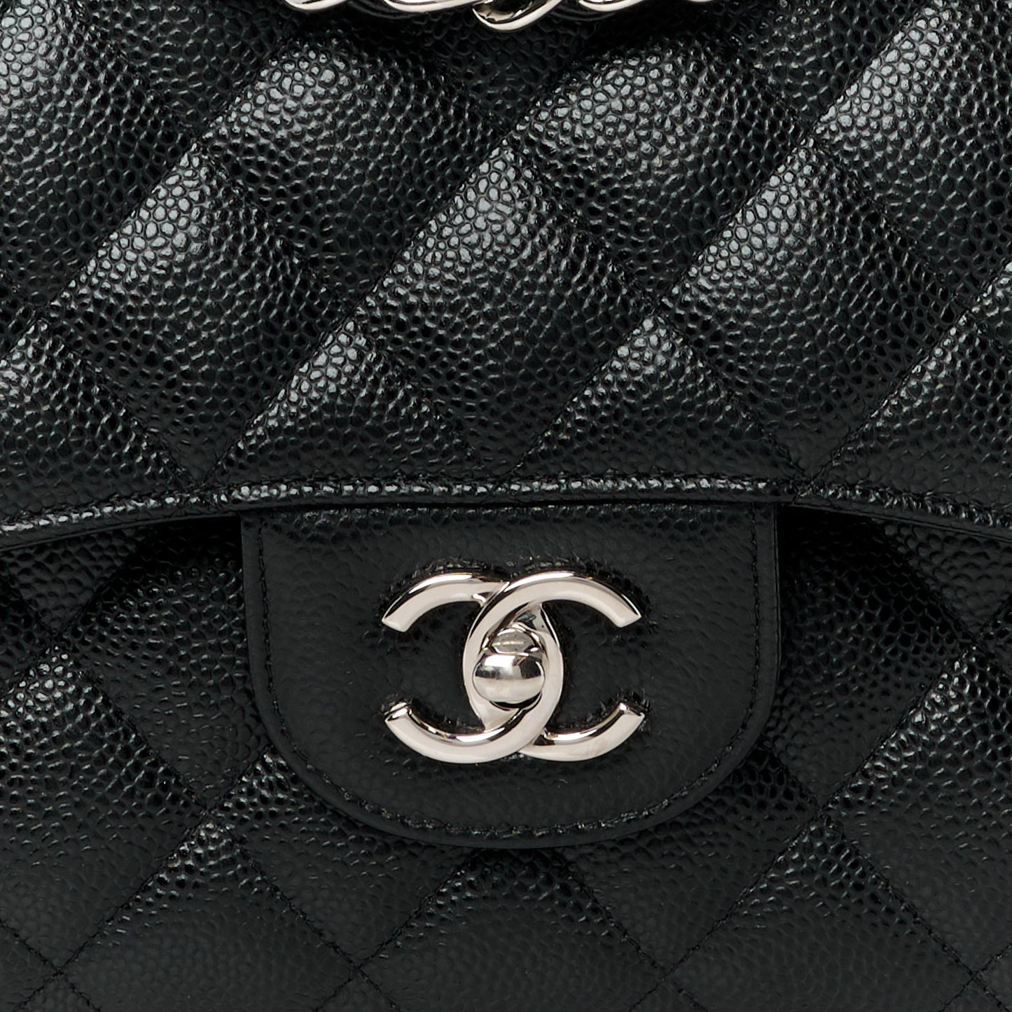 Caviar Quilted Jumbo Double Flap Black