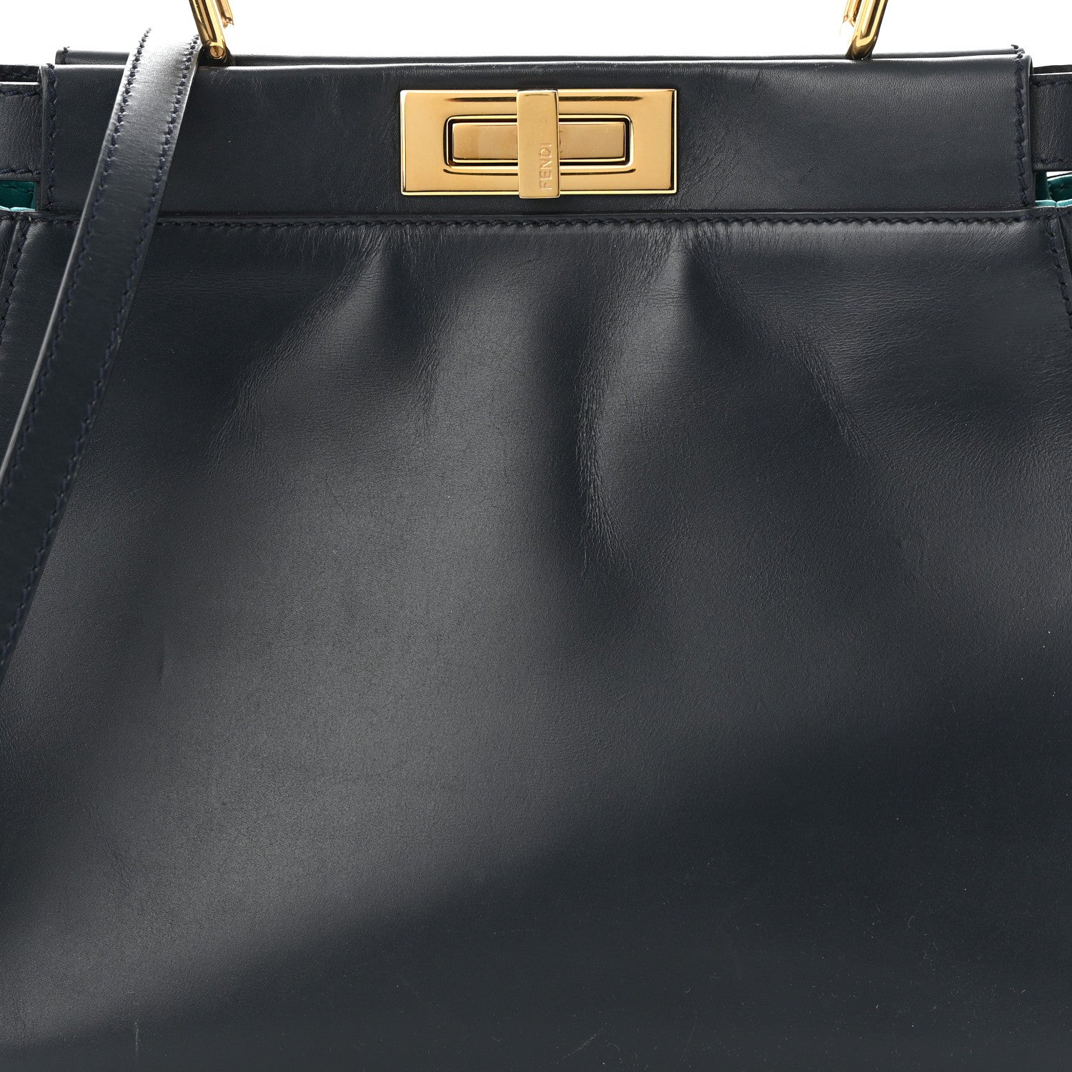Fendi Vitello Morgan Shiny Nappa Medium Peekaboo Iconic Satchel Lavagna Lago 9 of 11