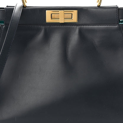 Fendi Vitello Morgan Shiny Nappa Medium Peekaboo Iconic Satchel Lavagna Lago 9 of 11
