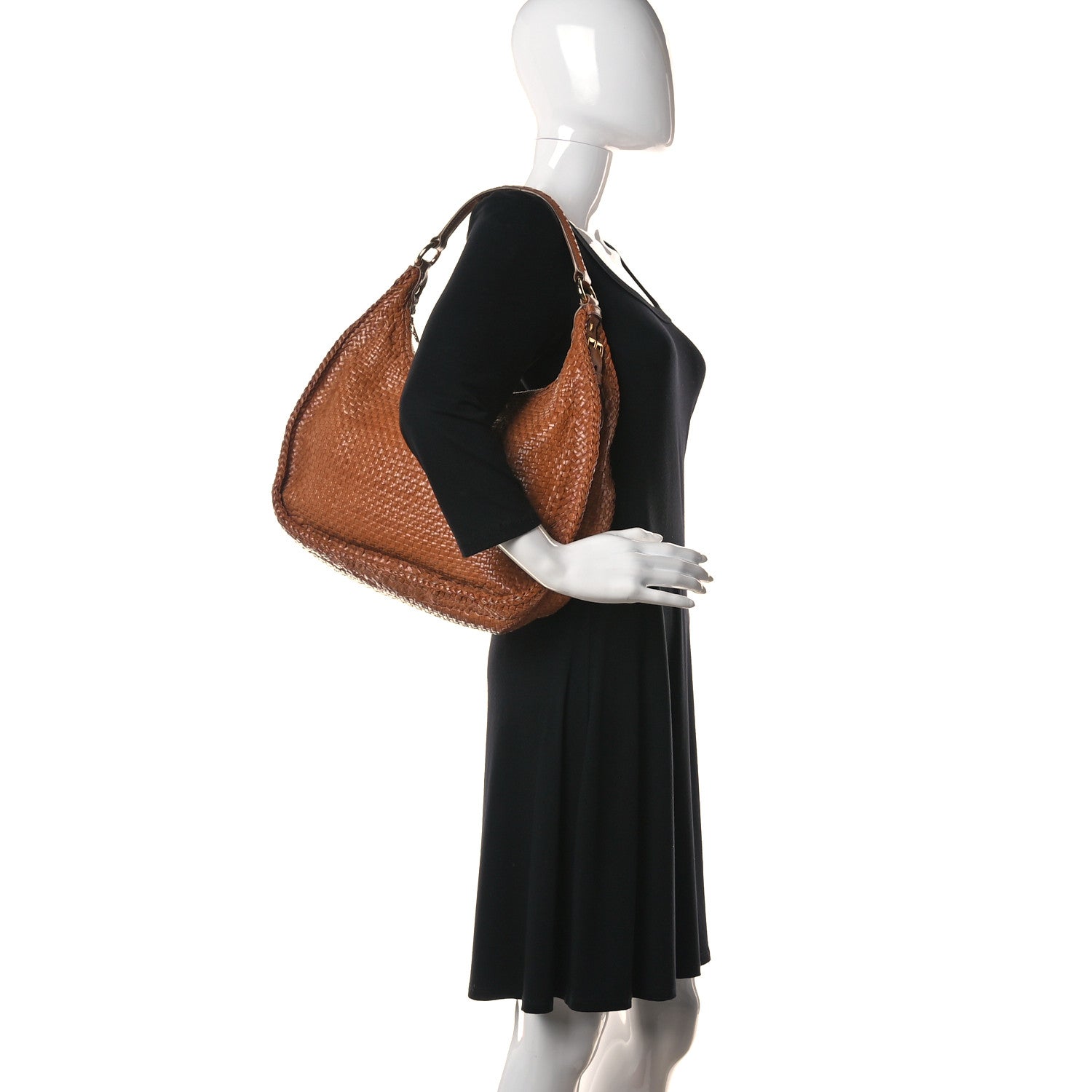 Prada Goatskin Woven Hobo Nudo 3 of 21