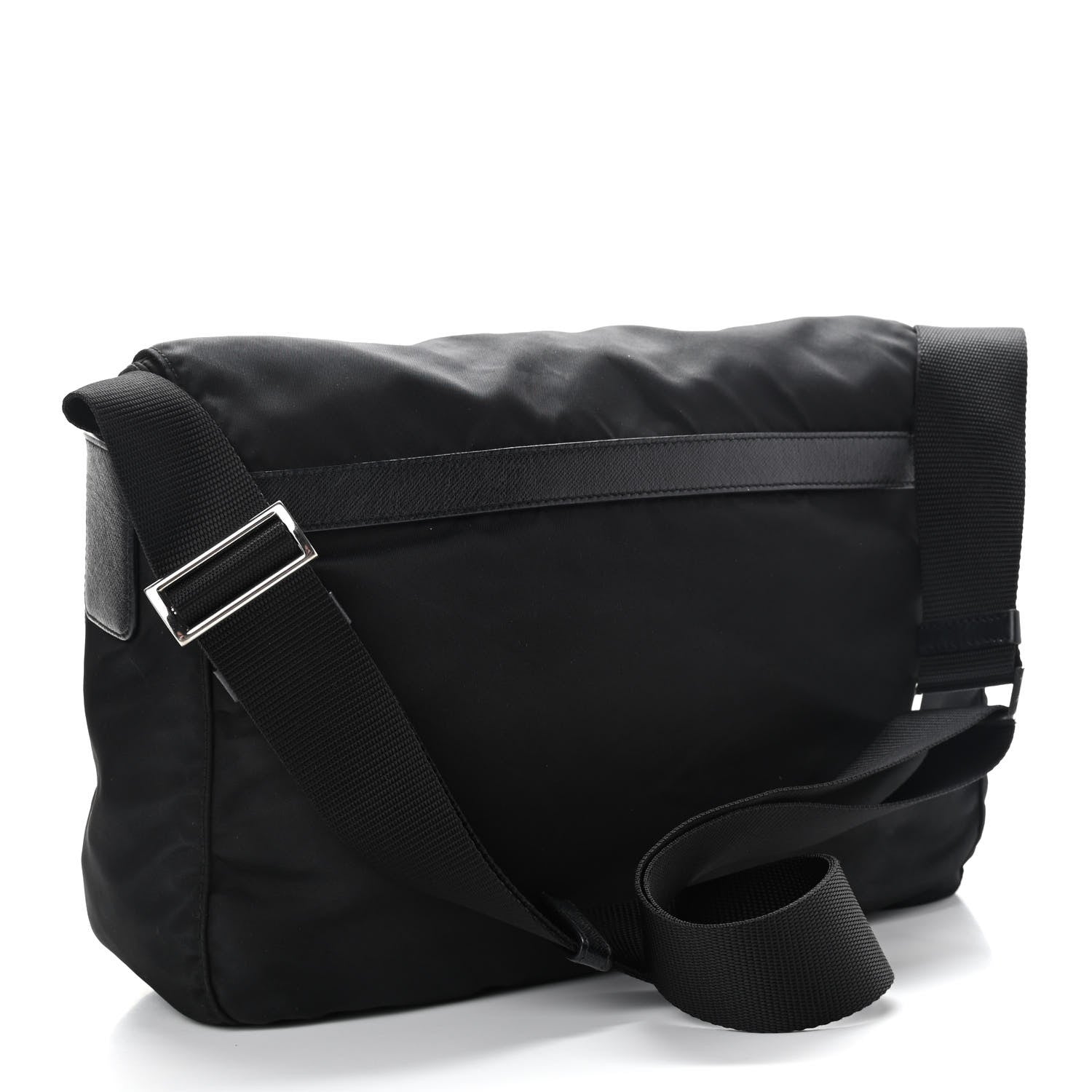 Prada Tessuto Nylon Saffiano Double Buckle Messenger Shoulder Bag Black 2 of 10