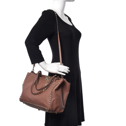 Valentino Garavani Vitello Medium Rockstud Tote Brownish 2 of 16
