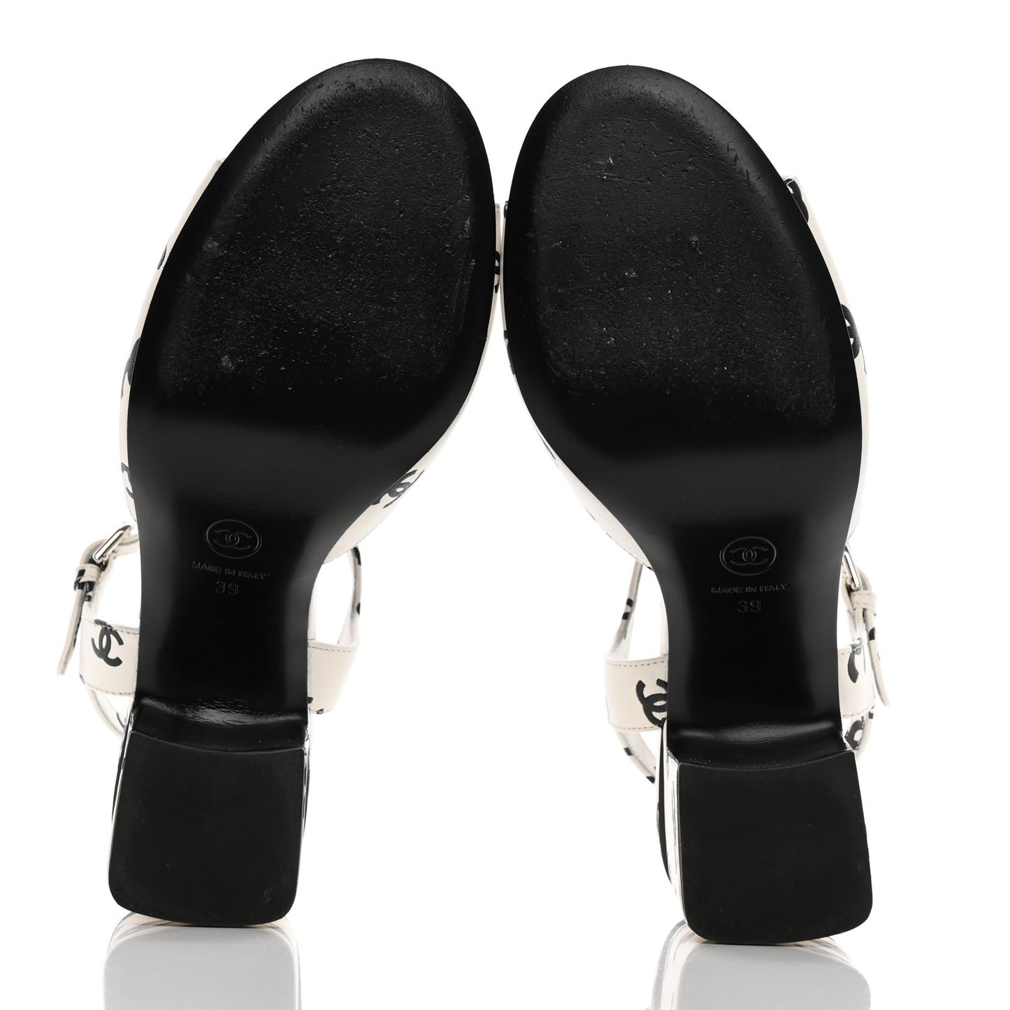Printed Lambskin Coco Beach Sandals 39 White Black