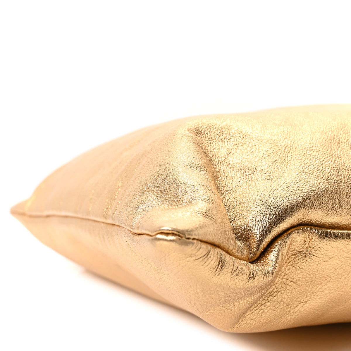 Laminated Calfskin Medium Drawstring Pouch Bag Oro Black