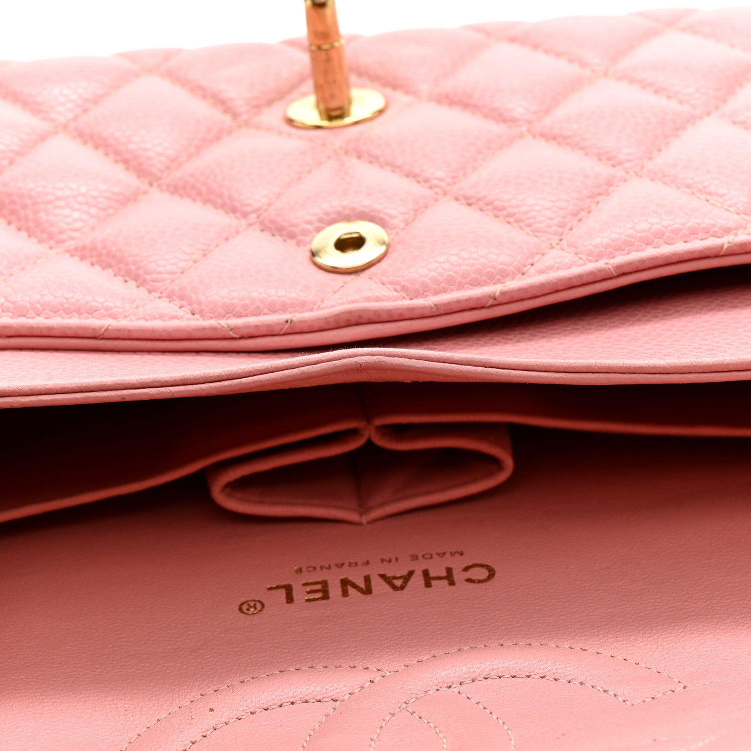 Chanel Caviar Quilted Medium Double Flap Pink 13 of 14