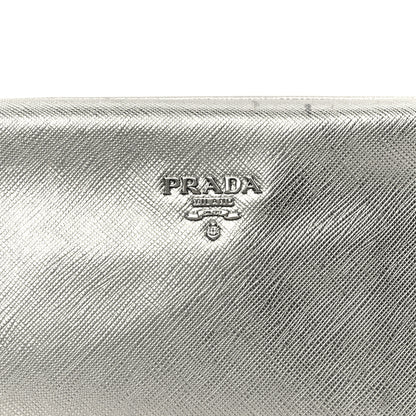 Prada Metallic Saffiano Frame Clutch Cromo 9 of 9