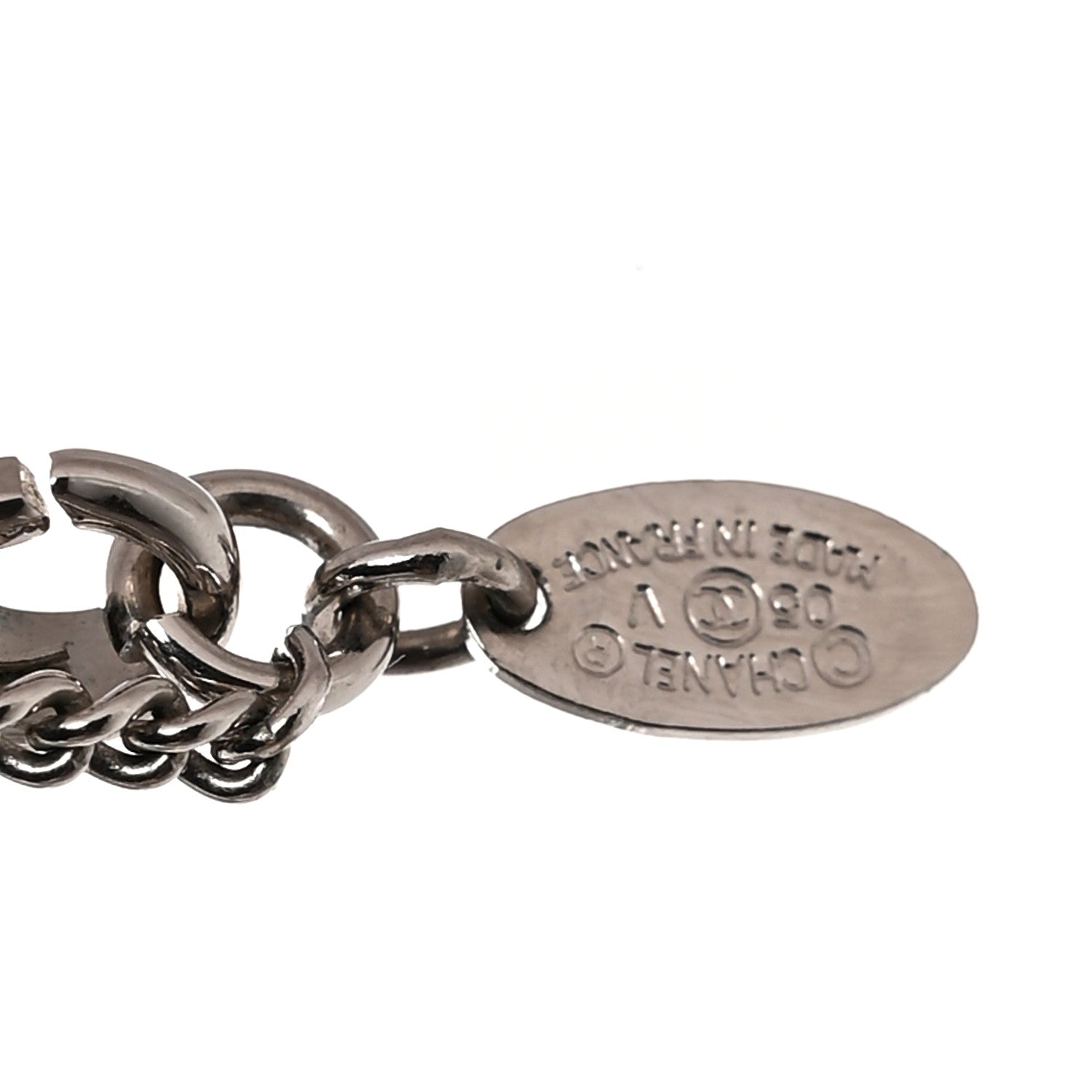 Chanel Crystal CC Pendant Necklace Silver 5 of 5