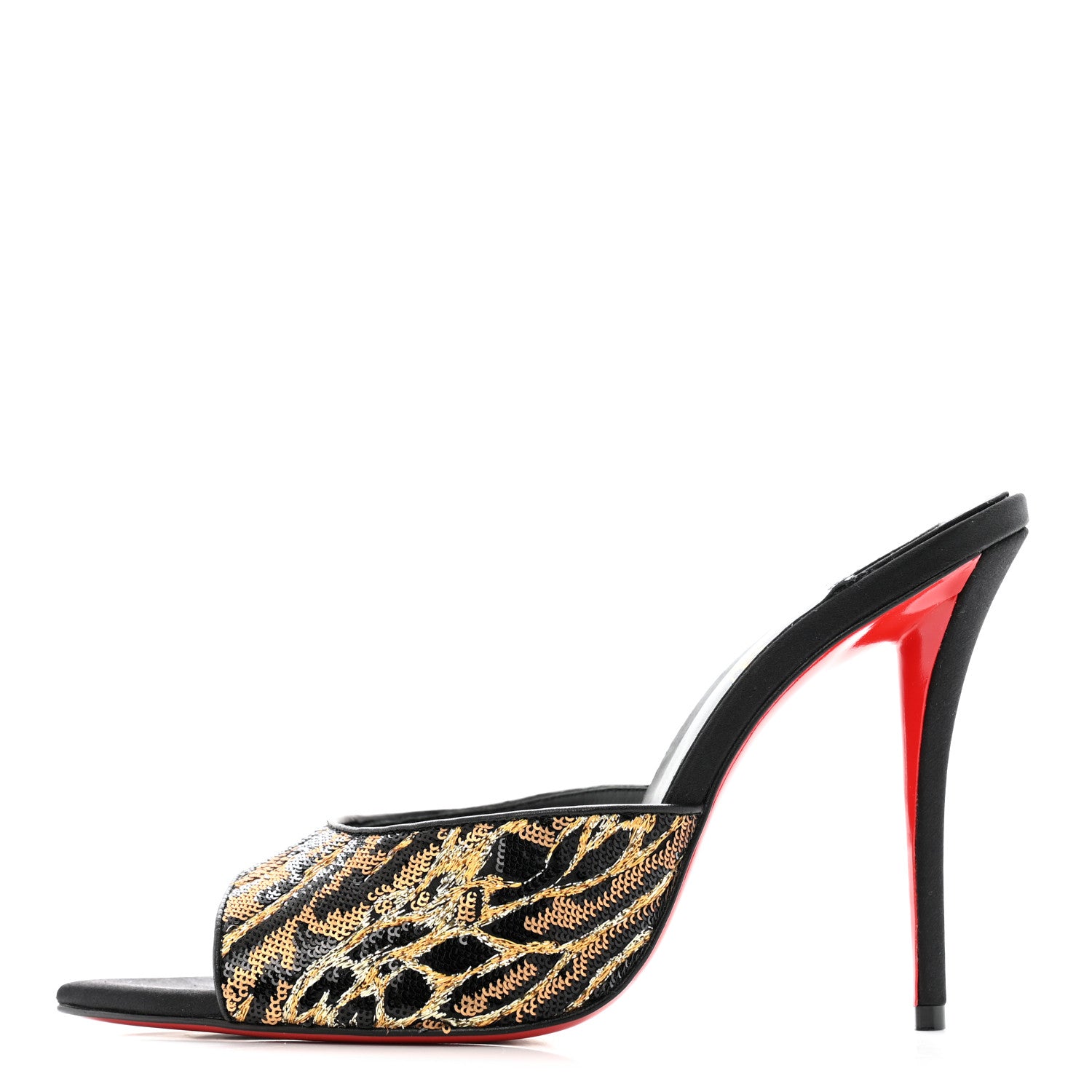 Christian Louboutin Miss Z Sequin Animal Print Mule 40 Gold Silver 1 of 10