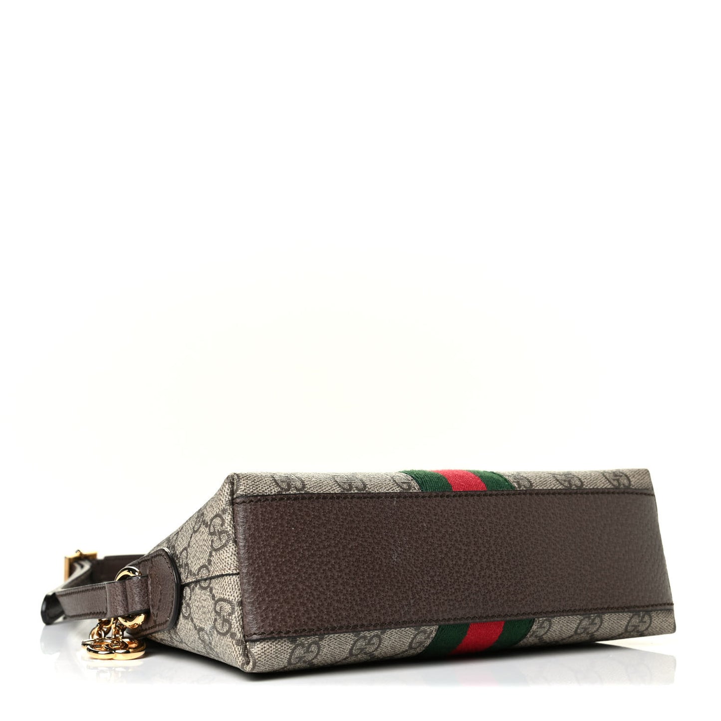 GG Supreme Monogram Textured Dollar Calfskin Web Small Ophidia Dome Shoulder Bag Beige Ebony New Acero