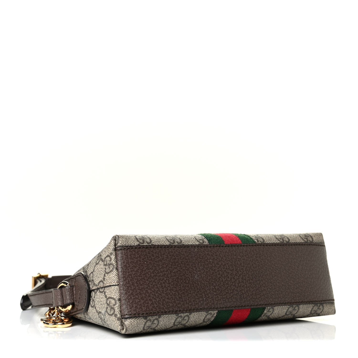 Gucci GG Supreme Monogram Textured Dollar Calfskin Web Small Ophidia Dome Shoulder Bag Beige Ebony New Acero 3 of 6