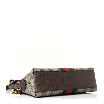 Gucci GG Supreme Monogram Textured Dollar Calfskin Web Small Ophidia Dome Shoulder Bag Beige Ebony New Acero 3 of 6